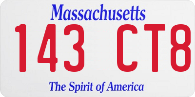 MA license plate 143CT8