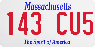 MA license plate 143CU5