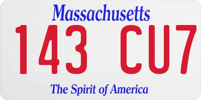 MA license plate 143CU7
