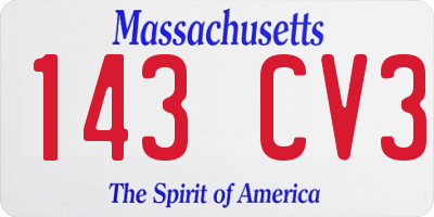 MA license plate 143CV3