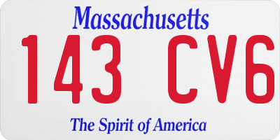 MA license plate 143CV6