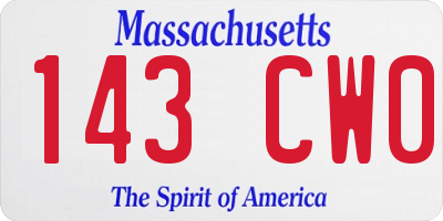 MA license plate 143CW0