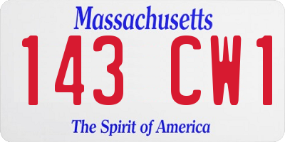 MA license plate 143CW1