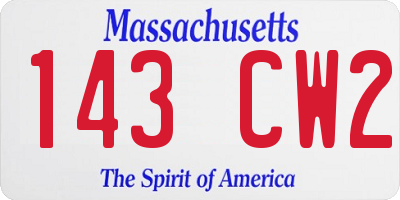 MA license plate 143CW2