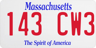 MA license plate 143CW3