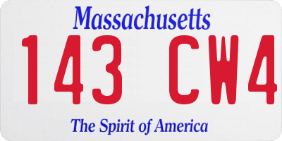 MA license plate 143CW4