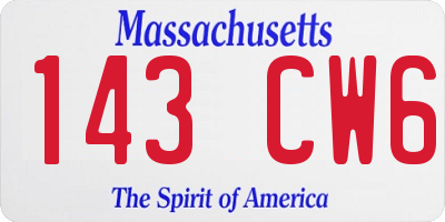 MA license plate 143CW6