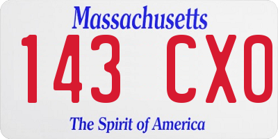 MA license plate 143CX0