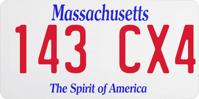 MA license plate 143CX4