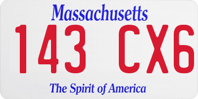 MA license plate 143CX6