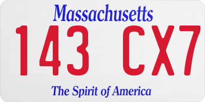 MA license plate 143CX7