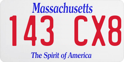 MA license plate 143CX8