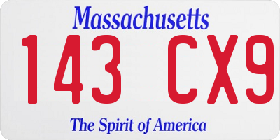 MA license plate 143CX9