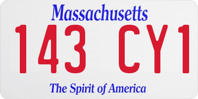 MA license plate 143CY1