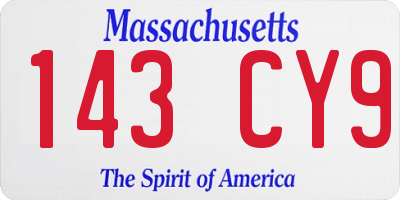 MA license plate 143CY9
