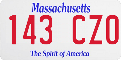 MA license plate 143CZ0