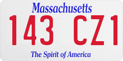 MA license plate 143CZ1