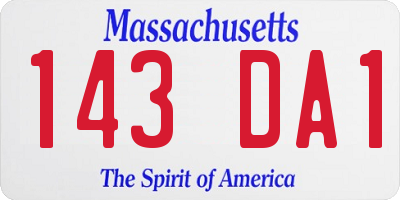 MA license plate 143DA1