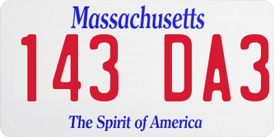MA license plate 143DA3
