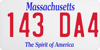 MA license plate 143DA4