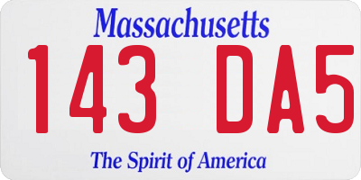 MA license plate 143DA5