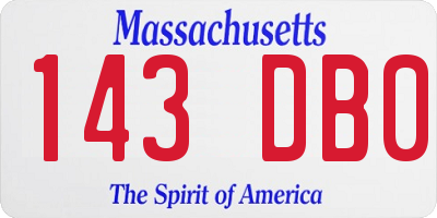 MA license plate 143DB0