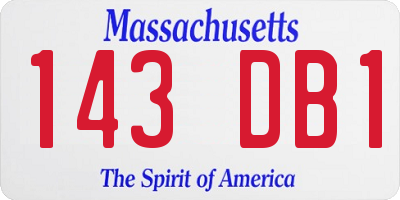 MA license plate 143DB1
