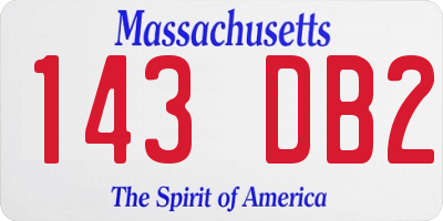 MA license plate 143DB2