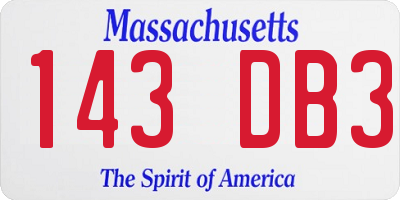 MA license plate 143DB3