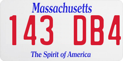 MA license plate 143DB4