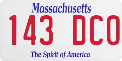 MA license plate 143DC0