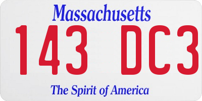 MA license plate 143DC3