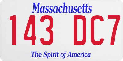 MA license plate 143DC7