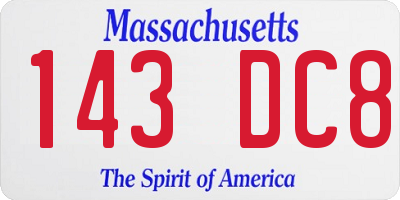 MA license plate 143DC8
