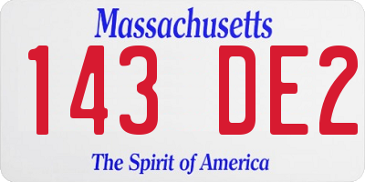 MA license plate 143DE2