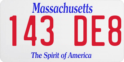 MA license plate 143DE8