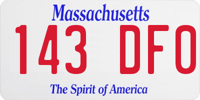 MA license plate 143DF0