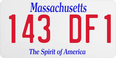 MA license plate 143DF1