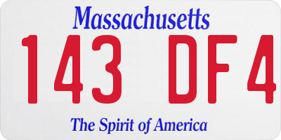MA license plate 143DF4