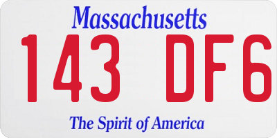 MA license plate 143DF6