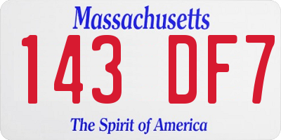 MA license plate 143DF7