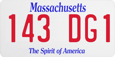 MA license plate 143DG1
