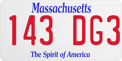 MA license plate 143DG3