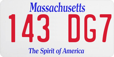 MA license plate 143DG7