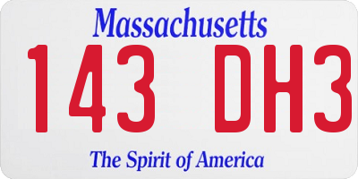 MA license plate 143DH3