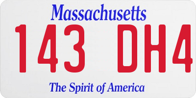 MA license plate 143DH4