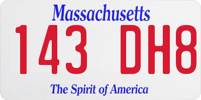 MA license plate 143DH8