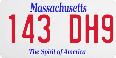 MA license plate 143DH9