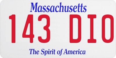 MA license plate 143DI0