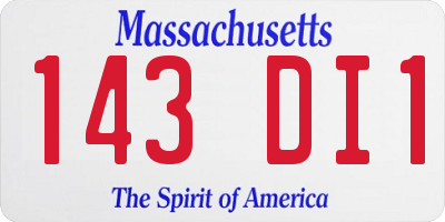 MA license plate 143DI1